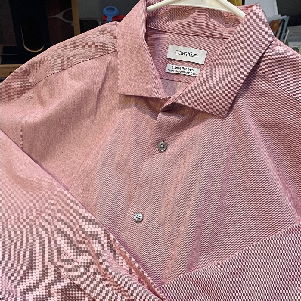 Calvin Klein Men's Light Red Dress Shirt - Picture 7 of 15